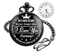 Tiong Black Engraved Pocket Watches to My Son I Love You Forever Quartz Watch Fob Clip Chains-Black