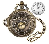 Tiong Bronze Antique Landmine Solid Face Design Quartz Men's Pocket Watch with Arabic Numeral Dial