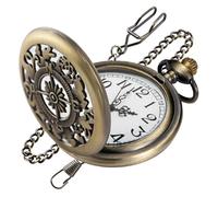 Tiong Bronze Hollow Compass Cover Quartz Men's Pocket Watch,Arabic Numerals Dial Pocket Watch with Chain for Men Christmas Graduation Birthday Gifts Father's Day