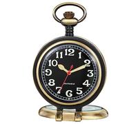 Tiong Bronze Stainless Steel Single Open Men's Mechanical Pocket Watch,Arabic Numerals Digital Dial Mechanical Pocket Watch for Men-Bronze