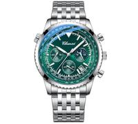 Tiong Chronograph Six-Hand Moon Phase Sport Quartz Watch Men's Watch Waterproof Luminous Date Watch, CX928-green, fashion