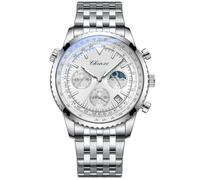 Tiong Chronograph Six-Hand Moon Phase Sport Quartz Watch Men's Watch Waterproof Luminous Date Watch, CX928-white, fashion