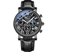 Tiong Classic Multifunctional Analogue Men's Watch, Luminous Time Watch, Starry Sky Moon Phase, Moon Phase-05