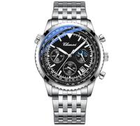 Tiong Classic Multifunctional Analogue Men's Watch, Luminous Time Watch, Starry Sky Moon Phase, Moon Phase-04