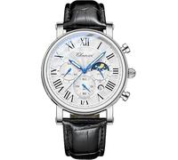 Tiong Classic Multifunctional Analogue Men's Watch, Luminous Time Watch, Starry Sky Moon Phase, Moon Phase-07