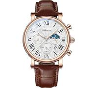 Tiong Classic Multifunctional Analogue Men's Watch, Luminous Time Watch, Starry Sky Moon Phase, Moon Phase-08