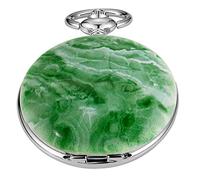 Tiong Classical Design Green Flower Mechanical Pocket Watch, Roman Digital Dial Men's Mechanical Pocket Watch