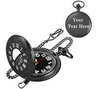 Tiong Custom Engravable Back Cover Men's Luminous Pocket Watch--Decorative Pocket Watch with Arabic Numerals and Chain, Custom Text/Name for Men
