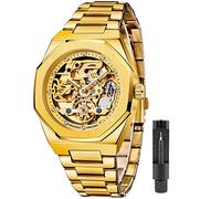 Tiong Gold Men Skeleton Automatic Mechanical Watch Gold Skeleton Vintage Man Watch Mens Watches,FOR8202-GOLD