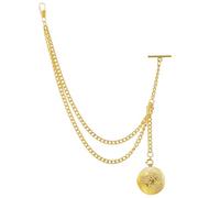 Tiong Gold Men's Pocket Watch Chain with Phoenix Pendant Vintage Albert Chain with Lobster & T-Bar Clasp Watch Chains Link Waistcoat/Suit for Your Pocket Watches