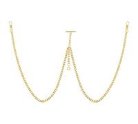 Tiong Gold Pocket Watch Chain Double Vintage Albert Chain with Lobster and T-Bar Clasps Watch Chains Link Vest/Suit for Your Pocket Watches/Pendant
