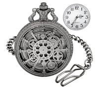 Tiong Grey Hollowed-Out Multi-Gear Men's Casual Quartz Pocket Watch with White Arabic Numeral Dial