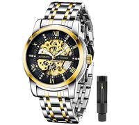 Tiong Mens Wacthes Transparent Automatic Mechanical Watch,Gold Black