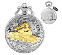 Tiong Personalised Engraved Train Men's Pocket Watches Customz Gifts for Dad Father/Husband/Boyfriend/Grandpa/Best Man/Groom Birthday Father's Day Anniversary Day Wedding