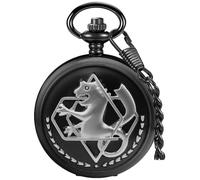Tiong Pocket Watch Quartz Pocketes Watch with Chain for Cosplay Christmas Valentine's Day Birthday Gifts Fathers Day, black silver