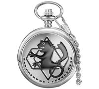Tiong Pocket Watch Quartz Pocketes Watch with Chain for Cosplay Christmas Valentine's Day Birthday Gifts Fathers Day, silver black
