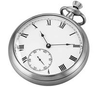 Tiong Resistance Full Steel Pocket Watch Open Face Mechanical Hand Wind Antique Honed Stainless Original with Chain Pendant &Box