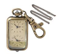 Tiong Retro Rectangular Men's Quartz Pocket Watch Keychain with Fine Chain - Ideal for Key Organization and Necklace Styling