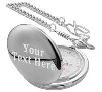 Tiong Silver Personalised Engraved Pocket Watch,Custom Gift for Son/Daughter/Dad/Father/Husband/Boyfriend/Grandpa/Best Man/Groom Birthday Fathers Day Wedding for Men Wome