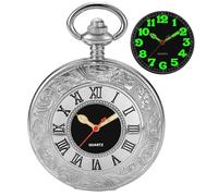 Tiong Smooth Covered Men's Pocket Watch,Luminous Arabic Numerals Black Dial Pocket Watch with Chain, BS-new04, fashion