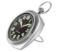 Tiong Square Uncovered Silver Mechanical Pocket Watch, Arabic Numeral Dial Mechanical Pocket Watches with Back Cover Bracket and Chainfor Men-Silver