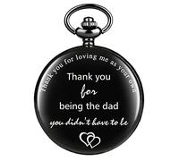 Tiong Stepdad Pocket Watch Father Day Gifts from Daughter Son Vintage Quartz Pocket Watches with Chain for Men Thank You for Loving Me as Your Own Thank You for Being The Dad You Didn't Have to Be