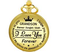 Tiong to My Grandson Pocket Watch Memory Gift I Love You from Grandpa Grandma Engraving Pocket Watch Birthday Gift
