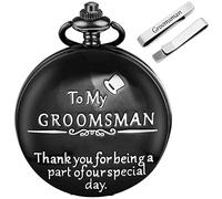 Tiong to My Groomsman Pocket Watch Gifts for Wedding ProposalGifts for Him with Gift Box, Tie Clips
