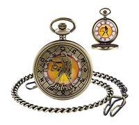 Tiong Twelve Constellations Pocket Watch Antique Roman Numerals Pocket Watch for Men Women Flip Hollow Birthday Present - 31 lnchs Chain