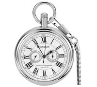Tiong Vintage Copper Stainless Steel London Design Mechanical Hand-Wind Pocket Watch Mens Watches, Silver, vintage