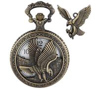 Tiong Vintage Eagle Pattern Design Pocket Watch and Pendant,Classic Bronze Quartz Pocket Watches with Chain for Men Father's Day Birthday Graduation