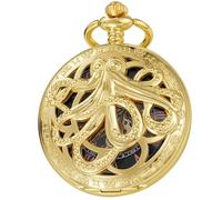 Tiong Vintage Octopus Hollow Mechanical Pocket Watch Steampunk Roman Numerals Pendant Men's Pocket Watches with Chain