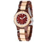 Tiong Women's red and White Wooden Watch with Roman Numerals, Handcrafted Red Arabic Dial, Quartz Wooden Casual Women's Quartz Watch