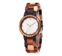 Tiong Women's Watch with Wooden Design, Colourful Wooden Watch with Adjustable Strap, Women's Quartz Watch, Best Choice for Mother's Day, Wq-2025white