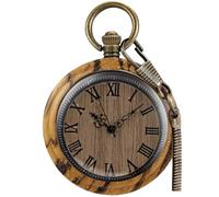 Tiong Wooden Pocket Watches for Men with Chain & Box Best Gifts for Men,Father's Day Gifts(1003 Brown), 03-brown, Quartz Movement