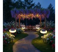 TiooDre 4 Pack Solar Garden Lights, Solar Pathway Lights Outdoor Decorations Solar Powered Pathway Light, Landscape Lighting IP44 Waterproof Garden Patio Stake Light Holiday Decor Outdoor Decorations