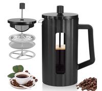 TiooDre French Press Coffee Maker 1L/ 8 Cups Manual Coffee Cafetiere Glass | 1000ml Coffee Percolators UK, Coffee Pot with Heat Resistant Borosilicate Stainless Steel Filter for Ground Coffee at Home
