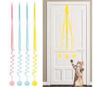 tiopeia Pack of 4 Cat Toys Self-Employment Hanging Door Frame, Interactive Adjustable Ball Toy with Bell, Teaser Cat Toy for Indoor Kitten Chase