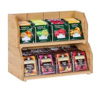 TIOPGHAD Tea Bag 2-Layer Stackable Bamboo Organizer - Wooden Tea Bags Storage Holder Tea Box Containers Rack Teabag Station for Cabinet Countertop Office(Patented Design)