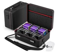 TiopLior Card Deck Box with Portable Case, 6 Pack Clear Commander Deck Box with 6 Dividers, Holds 600+ Double Sleeved Cards, Fit for MTG, YuGiOh, TCG