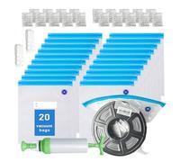 TIOPY 43pcs Filament Storage Bags Vacuum Kit, 20Pcs 3D Printer Filament Sealed Bags Desiccants/Seal Clip/Hand Pump, 11.8 * 13.4 in Fit Most 0.25/0.5/1KG 3D Printer Filament Spools