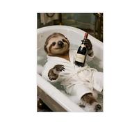 TIOQFJD Bathtub Sloth Red Wine Poster (2) Canvas Poster Wall Art Decor Print Picture Paintings for Living Room Bedroom Decoration 08x12inch(20x30cm)