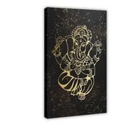 TIOQFJD Ganesha, The Elephant-headed God Canvas Poster Wall Art Decor Print Picture Paintings for Living Room Bedroom Decoration 16x24inch(40x60cm)