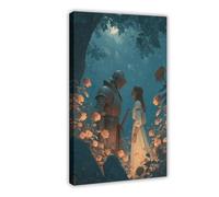 TIOQFJD Moon Knight And The Lady Poster Canvas Poster Bedroom Decor Landscape Office Room Decor Gift 20x30inch(50x75cm)