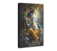 TIOQFJD The Art of Lord Krishna Canvas Poster Wall Art Decor Print Picture Paintings for Living Room Bedroom Decoration 20x30inch(50x75cm)