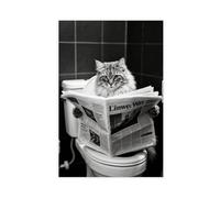 TIOQFJD Toilet Reading Siberian Cat (1) Canvas Poster Bedroom Decor Landscape Office Room Decor Gift 12x18inch(30x45cm)