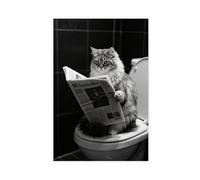 TIOQFJD Toilet Reading Siberian Cat (2) Canvas Poster Bedroom Decor Landscape Office Room Decor Gift 12x18inch(30x45cm)