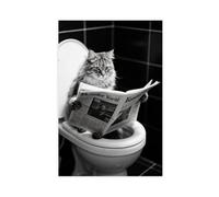 TIOQFJD Toilet Reading Siberian Cat Canvas Poster Bedroom Decor Landscape Office Room Decor Gift 12x18inch(30x45cm)