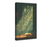 TIOQFJD Vintage Writing Desk with Goose Quill Pen Canvas Poster Bedroom Decor Landscape Office Room Decor Gift 20x30inch(50x75cm)