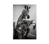 TIOQFJD Zebra Reading on The Toilet (1) Canvas Poster Wall Art Decor Print Picture Paintings for Living Room Bedroom Decoration 08x12inch(20x30cm)